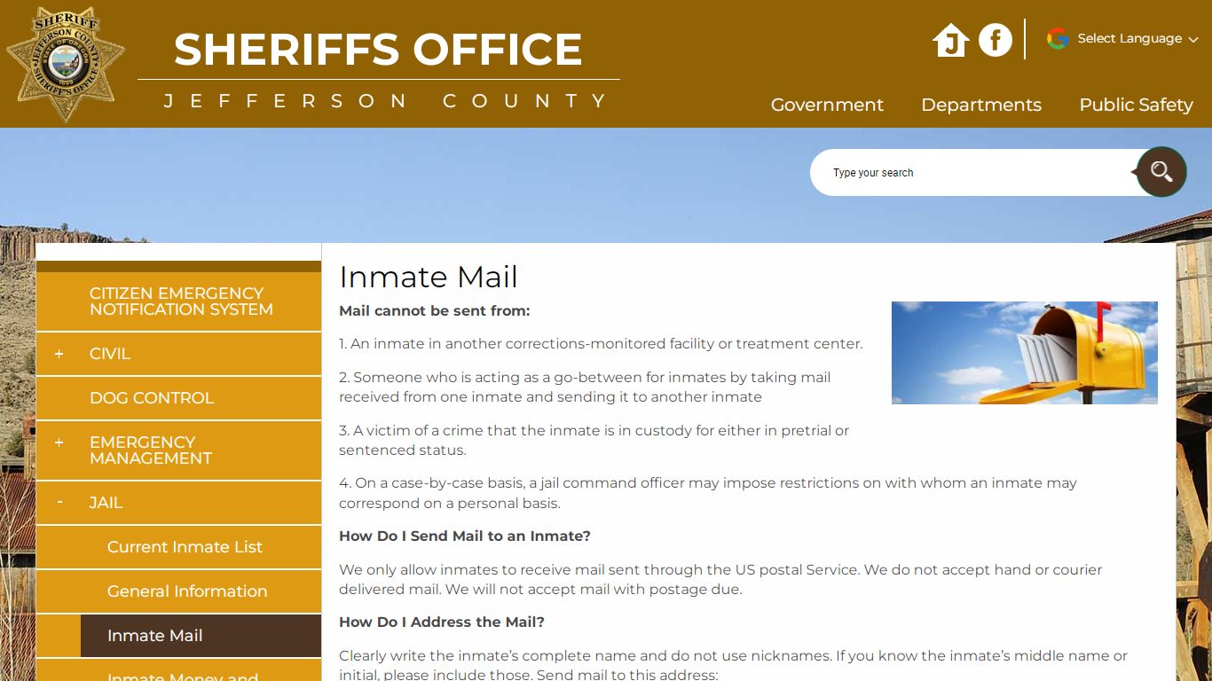 Inmate Mail | Jefferson County Oregon